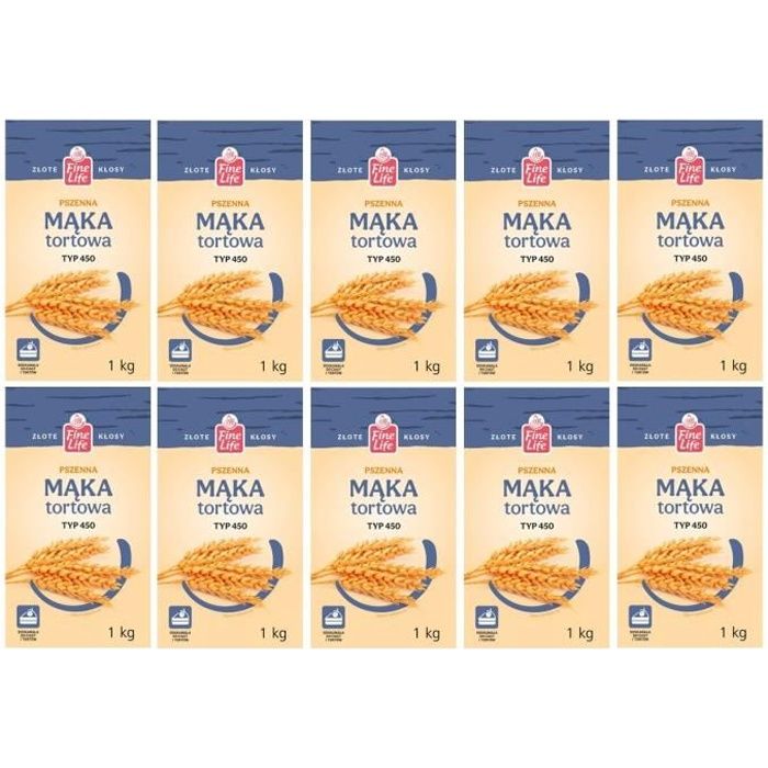 Farine Type 450 -10x 1kg, Farine de Blé Tous Usages Type T45