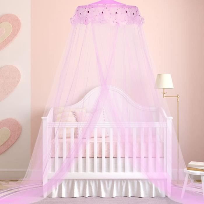 Ciel de lit Moustiquaire Violet, Ciel de Lit Princesse Moustiquaire Dôme Polyester, Décoration pour Chambre Bébé ou Enfant (Hauteur