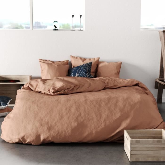 Housse de couette Percale de Coton 80 fils Rose Poudre (240 x 260 cm)