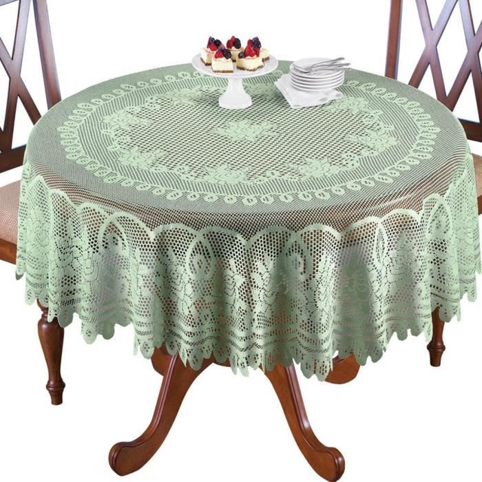Nappe de table de cuisine en dentelle blanche ou crème au choix rond ou oblong A03469OS