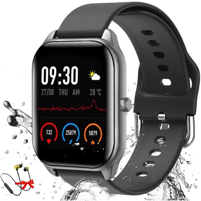 Montre Connectée Femmes Homme, 1,4 Pouces Smartwatch avec Oxymetre Tensiometre Cardiofrequencemètre, Etanche IP68 Sport Podometre Ca