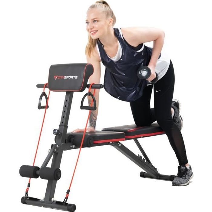 CITYSPORTS Banc de Musculation Pliable Multifonction avec 7 Positions Ajustables & 2 sangles d'entraînement à Domicile