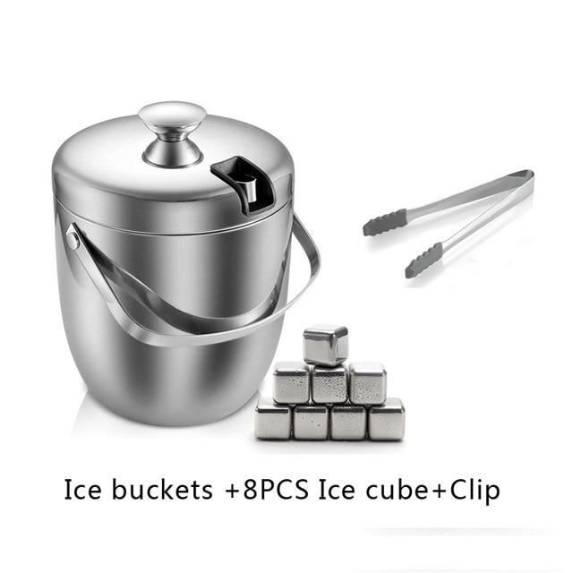 Rafraichisseur vin,UNTIOR seau à glace en acier inoxydable de 1,3 l-3l, seau isolé Double paroi Portable avec couvercle - Type 10