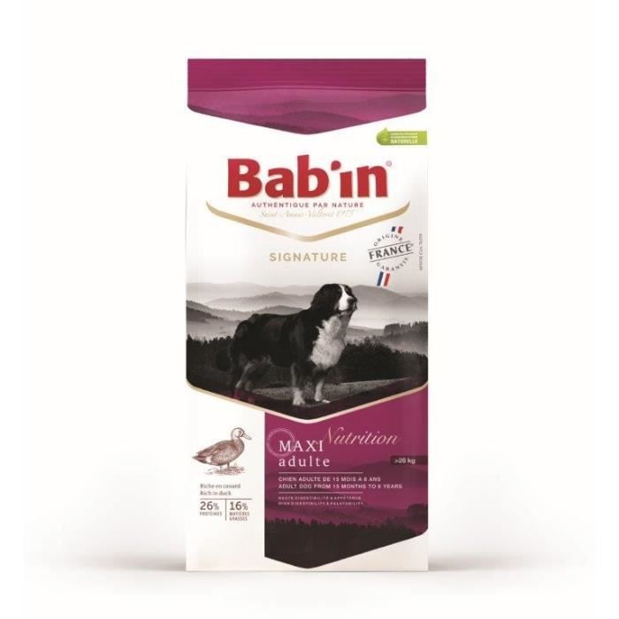 Bab'in - Croquettes chien MAXI ADULTE CANARD 15KG - gamme SIGNATURE