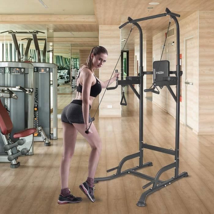 BIGZZIA Barre de traction ajustable - musculation dips station - Pullup Power Tower pour Musculation à Domicile, 150 kg MAX