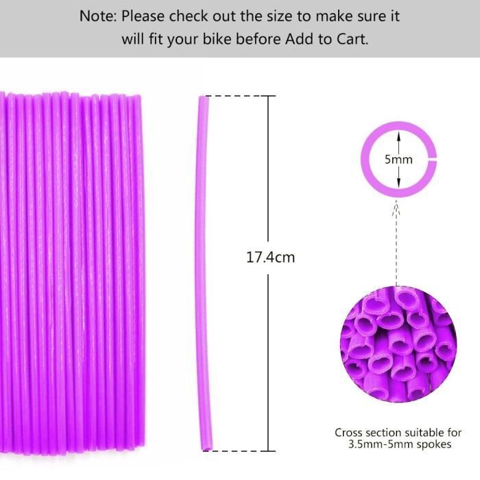 Fydun Enveloppes de rayons de moto 36pcs Protecteur de Rayons de Roue Couvre Jantes de Motocross Kit de Couverture de Garde Violet