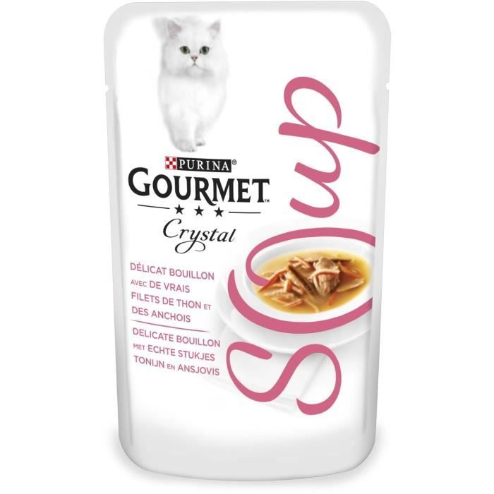 GOURMET Crystal Soup - Soupes en sachets - Recettes au thon - Pour chat adulte - 40 g