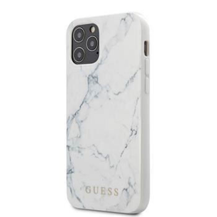 Coque Guess PC-TPU Marble pour iPhone 12 -12 Pro 6,1'' blanc
