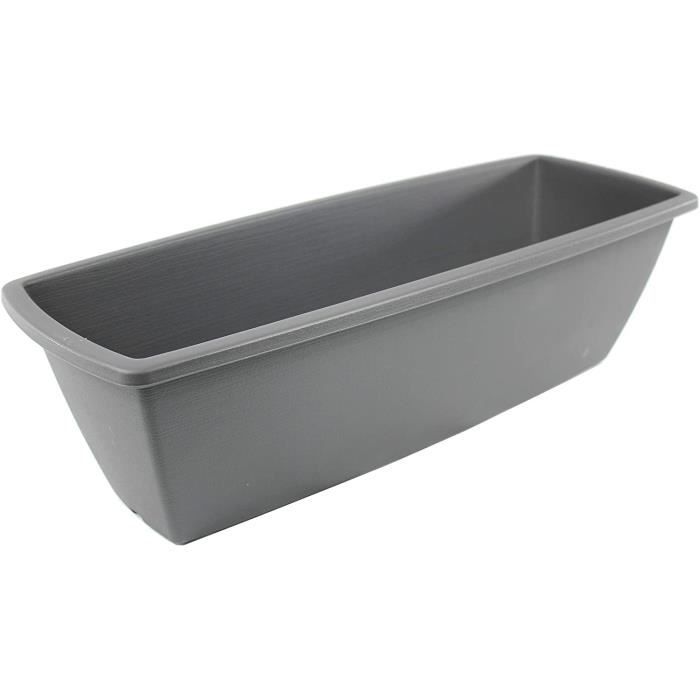 Iris Ohyama, Jardinière à réserve d'eau - Rectangle Plant Pot - 650, plastique, gris, grand, 65 x 24,5 x 19 cm