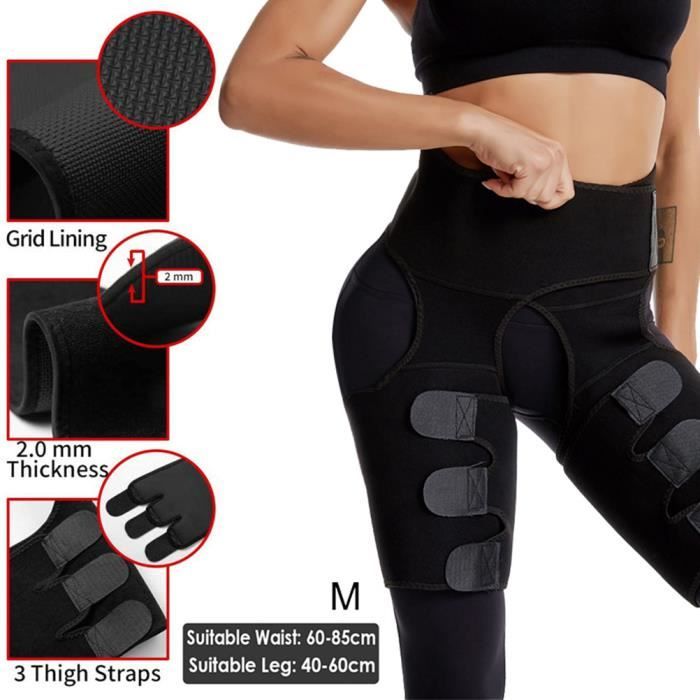 Ceinture de Sudation Ajustable Femme pour la Taille, la Fesse, Soulever la Courbe de la Hanche, Ceinture d’Entraînement - M (Noir)