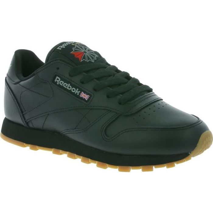 Reebok Classic Leather en cuir véritable femmes sneaker Noir 49804