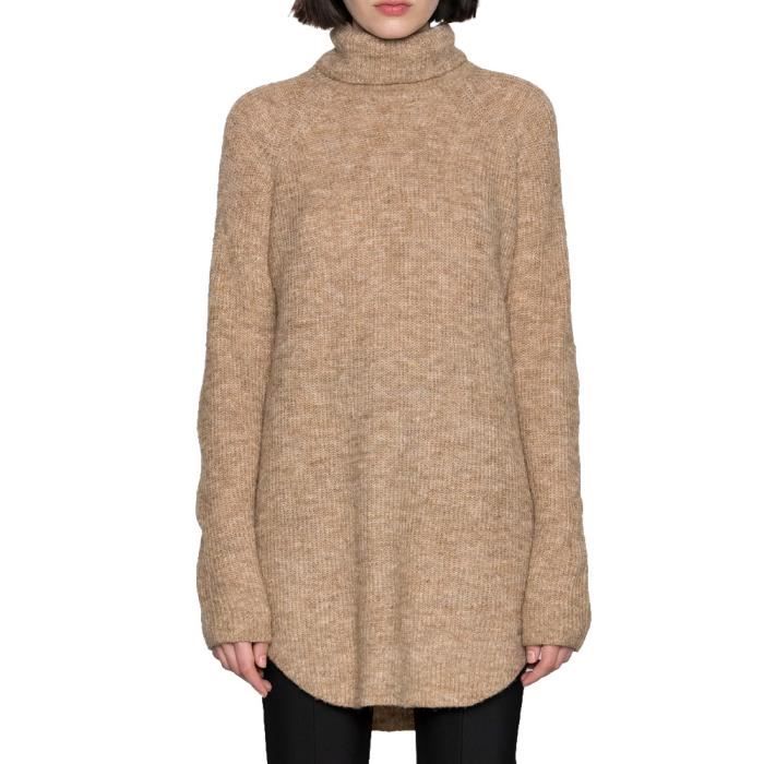 Pull Long Beige Femme Pieces Ellen