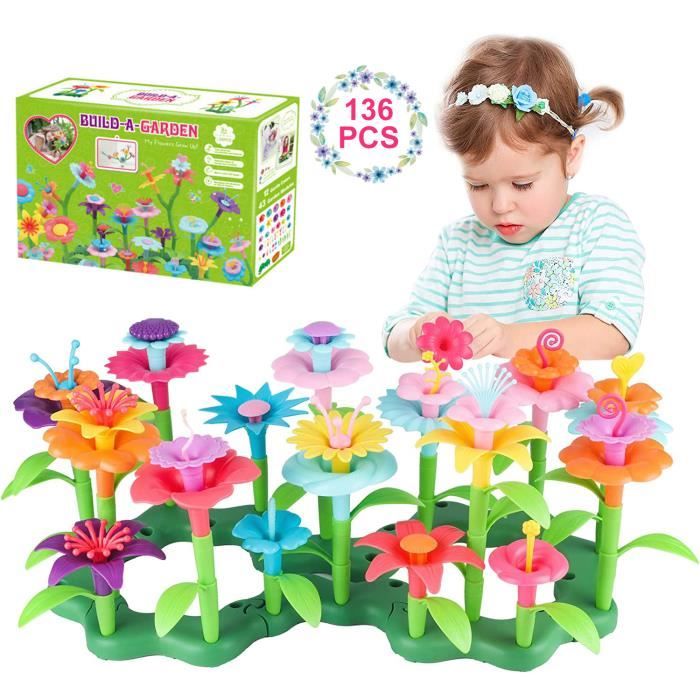 NetBoat Jouets De Construction De Jardin De Fleurs Pour Filles 136pcs, DIY Creatifs Et Ensembles De Bouquets De Bricolage ,3-6 Ans