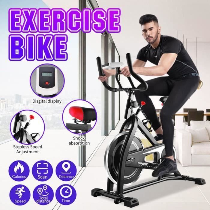 IVEENIR Vélo d'appartement intérieur maison bureau exercice fitness cyclisme MAX 120KG + LED NOIR