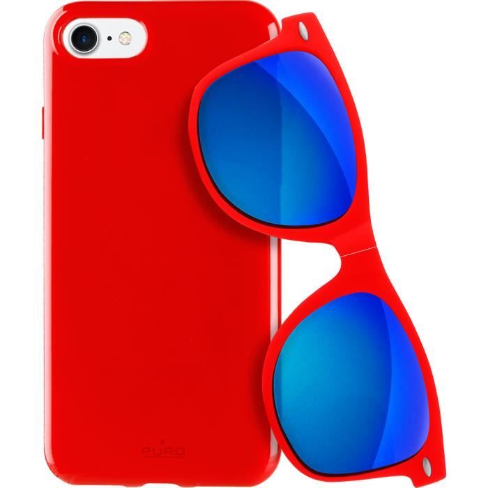 PURO Coque semi rigide avec lunette de soleil - Pour iPhone 7 - Rouge