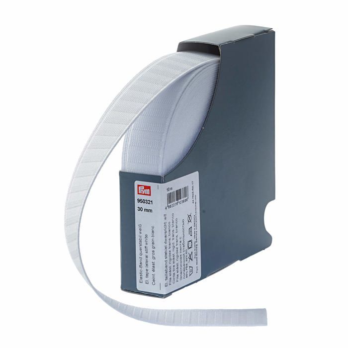 Elastique - cordon Prym - 950321 - Ceinture elastique Gros Grain, 30mm, Blanc, 10m, 68% Polyester, 32% Ed, White, 30 mm