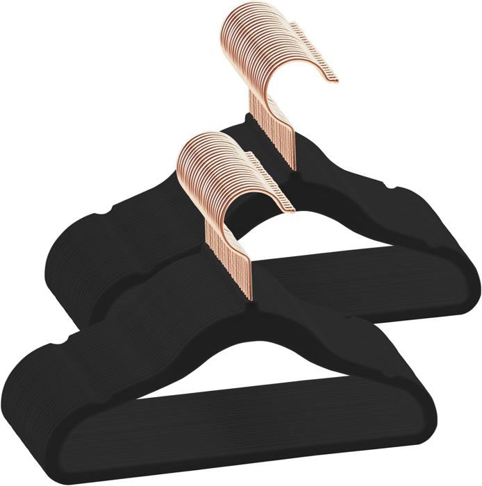 Tinfol Lot De 50 Pinces à Cintres En Velours Gris Solides - Clips Floqués Pour Cintres Fins, Idéal Jupes & Pantalons (Beige)