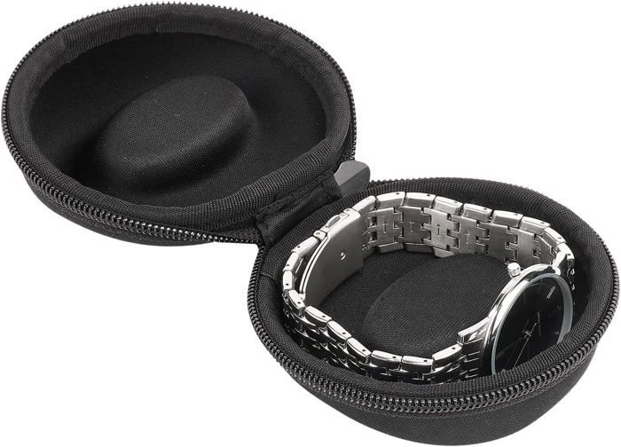 HELMDY Étui de voyage pour montres – Boîte de rangement pour montres intelligentes et hommes et femmes jusqu'à 50 mm (noir / 1 fente