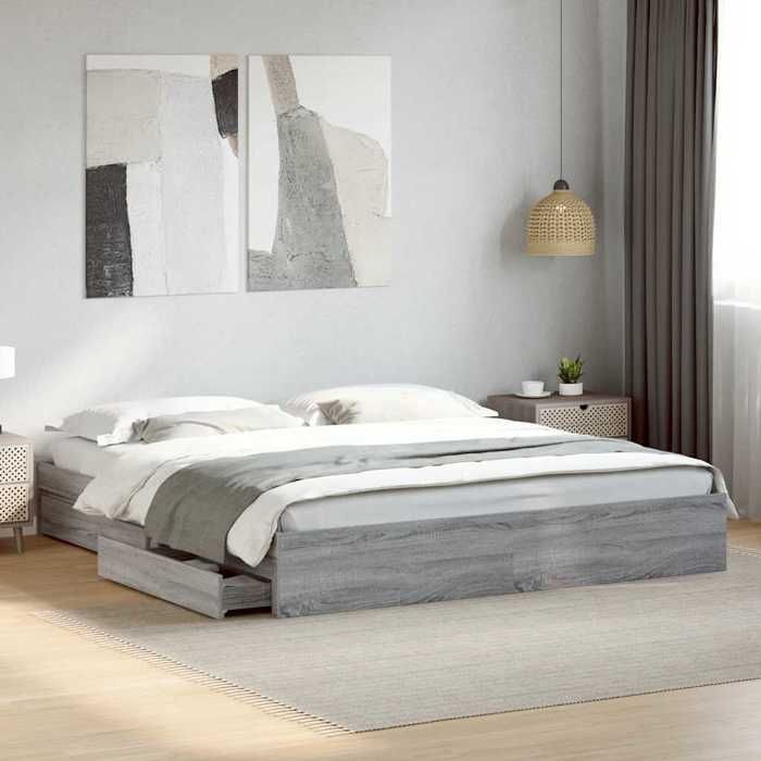 vidaXL Cadre de lit avec tiroirs sans matelas sonoma gris 180x200 cm 3280641