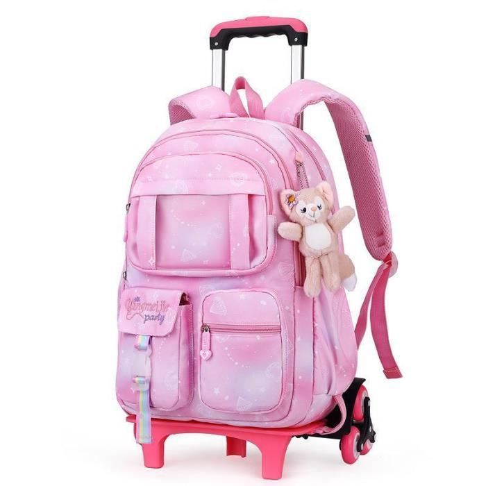 Cartable Roulette Fille Primaire Sac Dos Roulettes pour Enfant de 12 ans  pour Scolaire Quotidien couleurs multiples CARTABLE