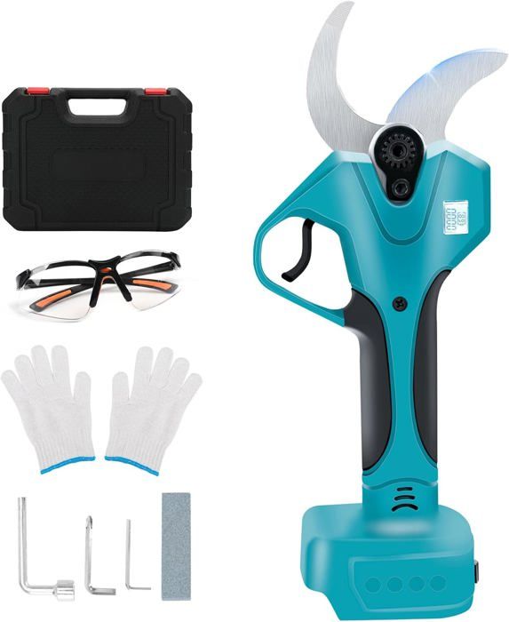 Sécateur électrique Sans Fil 50mm - 2 Batteries 2000mAh, Moteur Sans Balais 800W, Lame SK7, écran LCD | Professionnel Jardinage, Arbres Fruitiers - 7