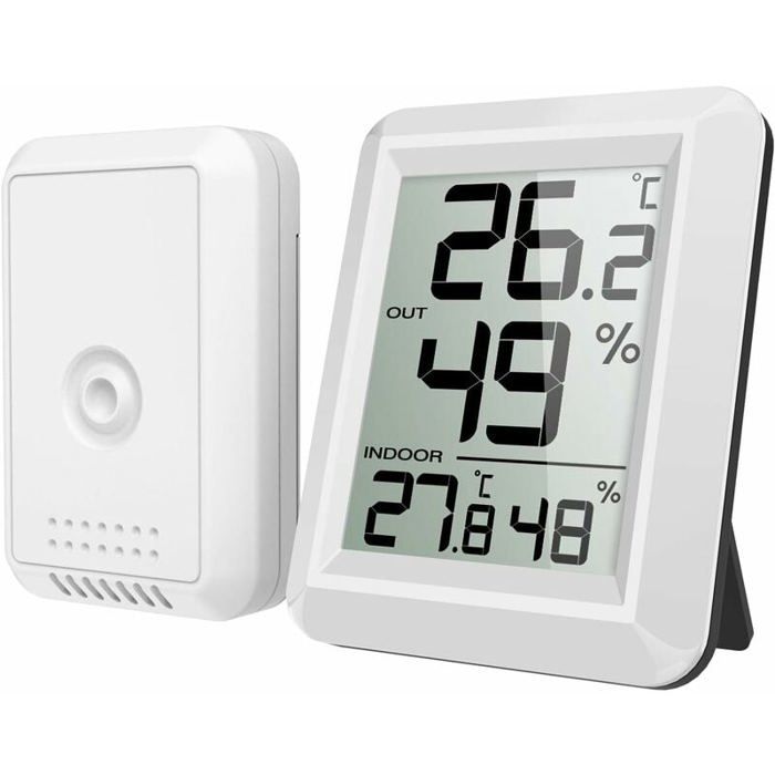 Comparer les prix de Thermomètre intérieur et extérieur, thermomètre hygromètre avec sonde extérieure, thermomètre hygromètre numérique sans fil avec gr