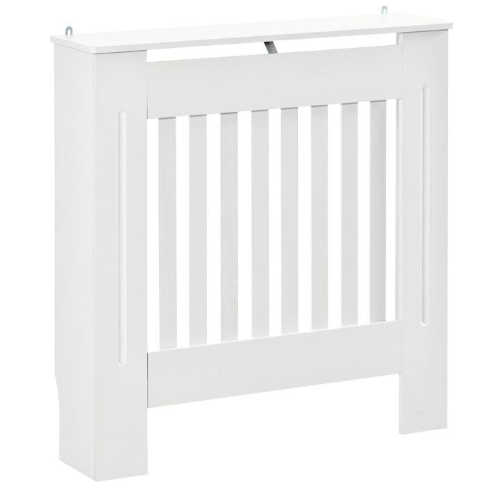 Cache-radiateur - HOMCOM - couverture radiateur grille daération verticale à lattes - 78L x 19l x 81H cm - en bois Blanc