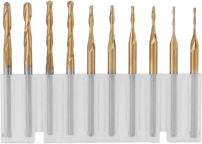 10 Fraises CNC En Carbure Revêtues Titane - Diamètre 1.7 Mm, Tige 1/8" | Pour PCB, Métal, Bois, Plastique - 5