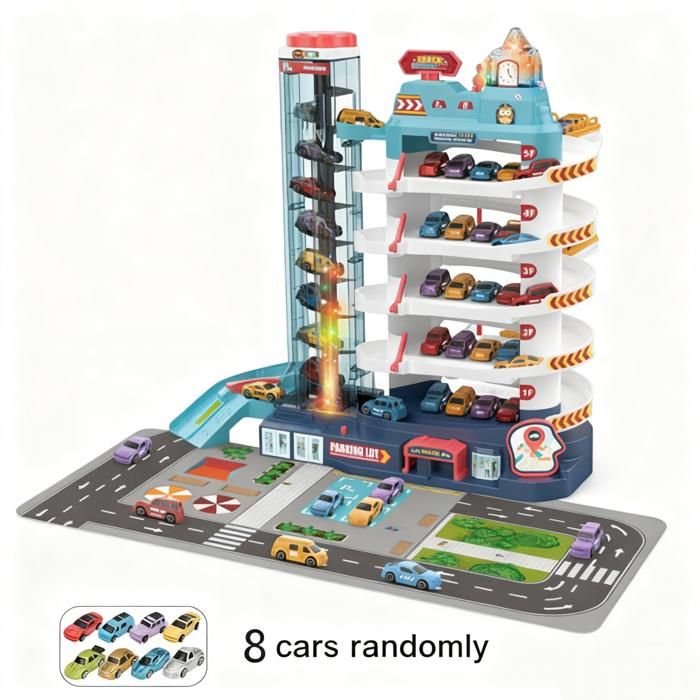 Garage De Parking Jouet 6 étages Avec Ascenseur - Circuit Voitures Pour Enfants - Jouet Interactif Avec Rampes Et Voiture Incluse - 3