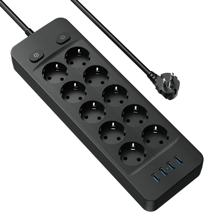 Multiprise Télécommandée Navaris – 4 Prises Type F – Câble 1,5 M – Neuf
