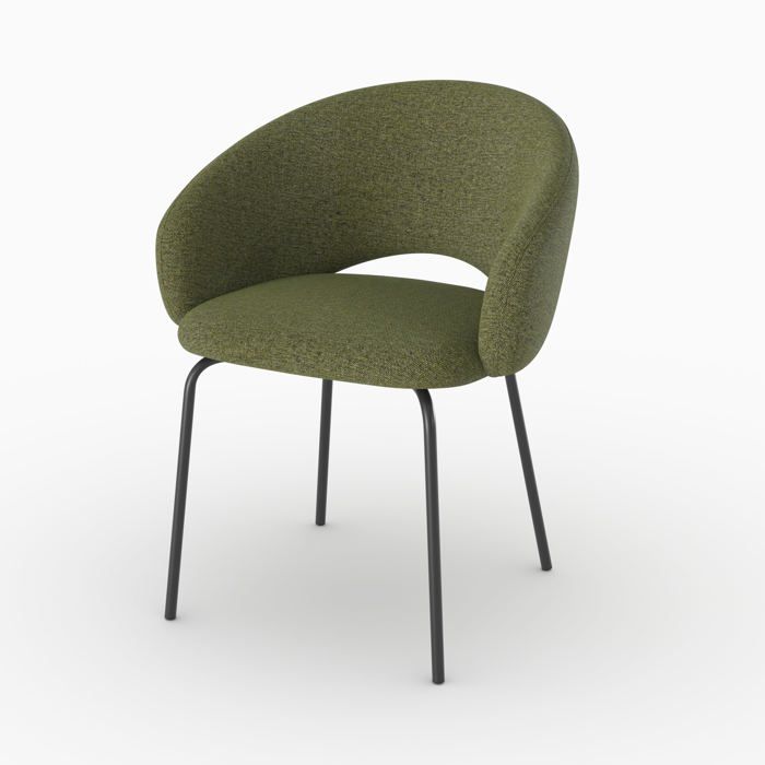 Chaise en tissu vert chiné et pieds noirs - Milly - Maison Pavane