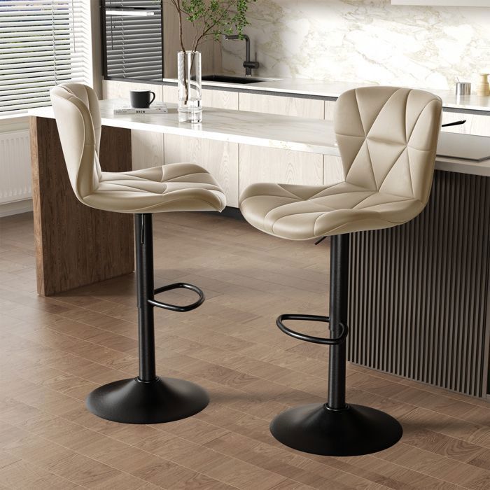 BatonY Lot de 4 Tabouret de bar Chaises de Bar avec Repose-Pieds Siège Bar Réglables en Hauteur pour Cuisine Comptoir Bar Kaki