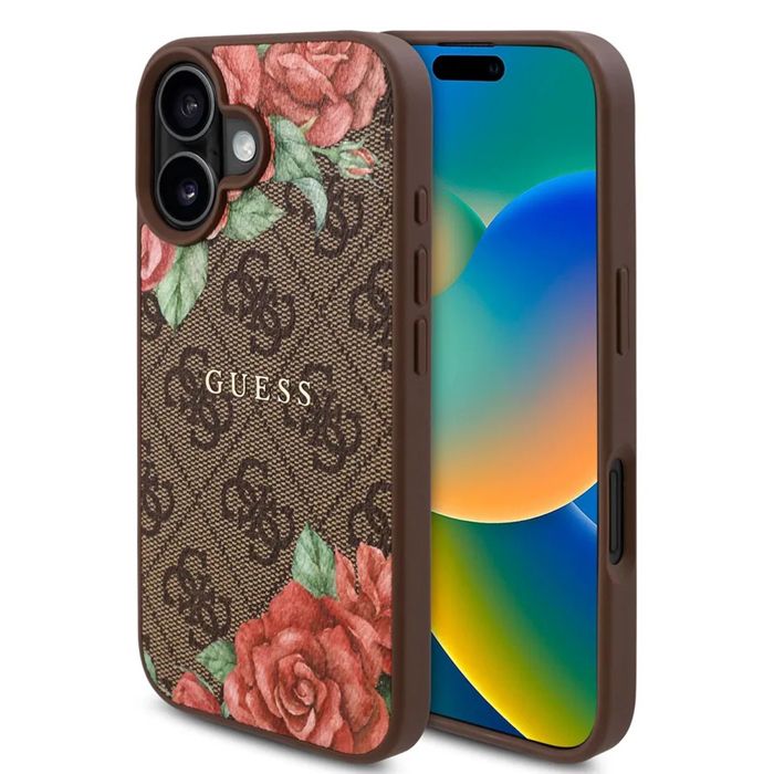 Coque pour iPhone 16 Guess Hardcase 4G Fleur Imprimé Fleur MagSafe GUHMP16SP4ROPEMCK