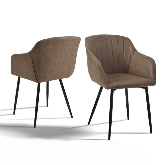 Goeurvant Chaises de salle à manger avec assise large et accoudoirs confort minimaliste - Lot de 2 - Marron foncé