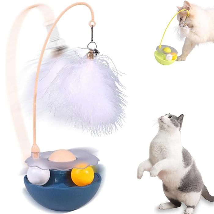 Jouets interactifs en plumes pour chats bâtonnets à gobelets avec mécanisme oscillant pour chats dintérieur