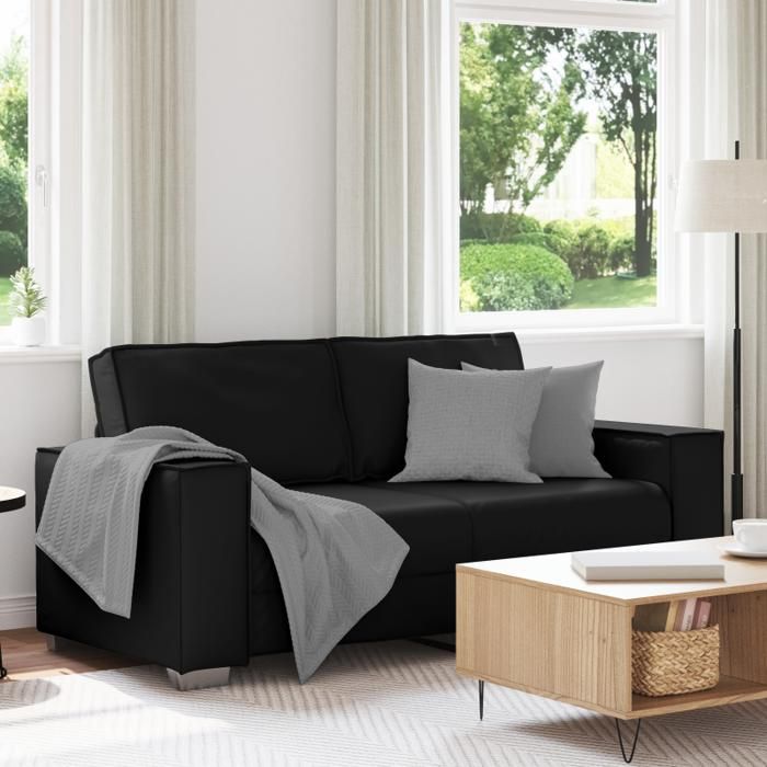 Canapé loveseat noir 140 cm en simili cuir