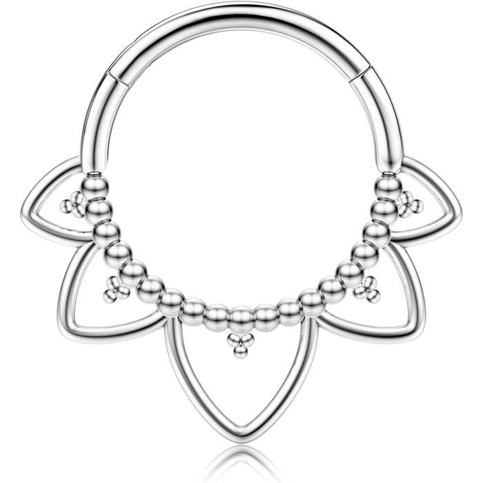 Anneau Septum Piercing En Acier Chirurgical 316L - Taille 16G, Diamètre Intérieur 8 Mm, Couleur Noir, Or Ou Argent - Fermeture Clicker Facile