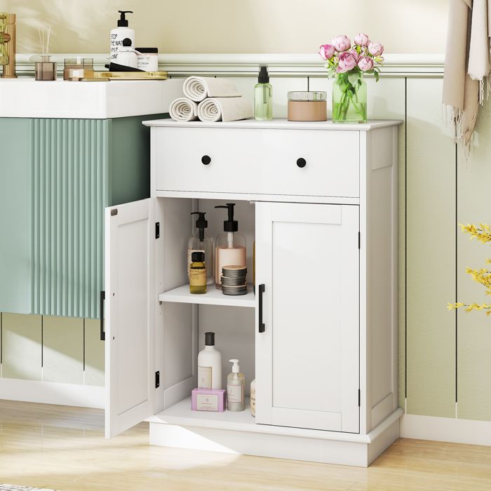 GIANTEX Armoire de Salle de Bain- Étagères Réglables- 2 Tiroirs- 2 Portes- Meuble de Rangement- Salon Cuisine- 56 x 30 x 80cm- GIANTEX Armoire de Salle de Bain- Étagères Réglables- 2 Tiroirs- 2 Portes- Meuble de Rangement- Salon Cuisine- 56 x 30 x 80cm-