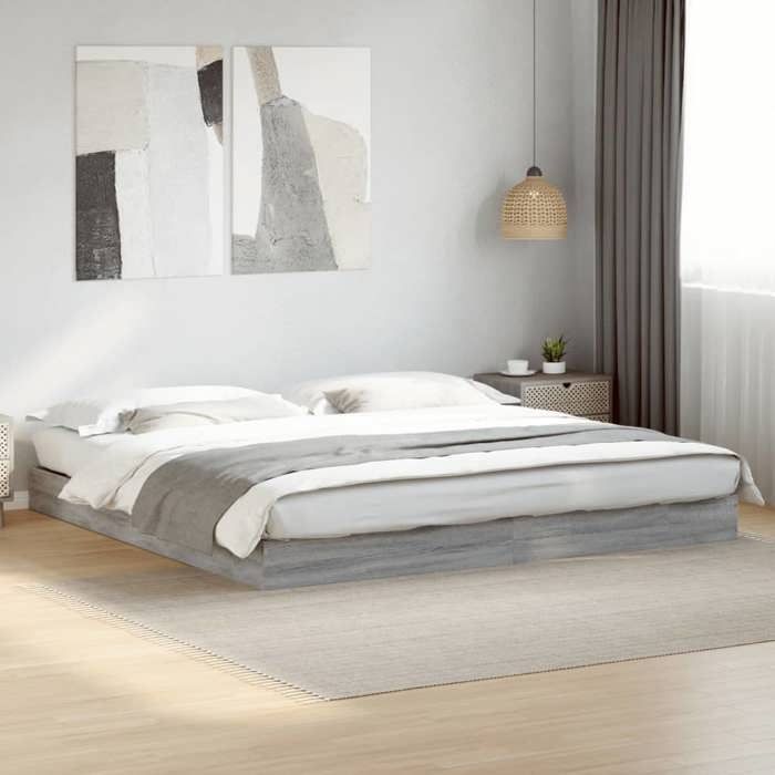 CHIC Lit adulte2 places - 180x200 cm Structure/Cadre de lit sonoma gris 180x200 cm #Sara23075