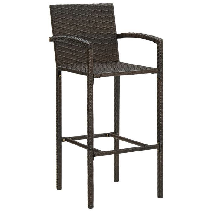 CHIC Tabourets de bar lot de 4（4 pcs) marron résine tressée - 52x56x118 cm 682104 S11