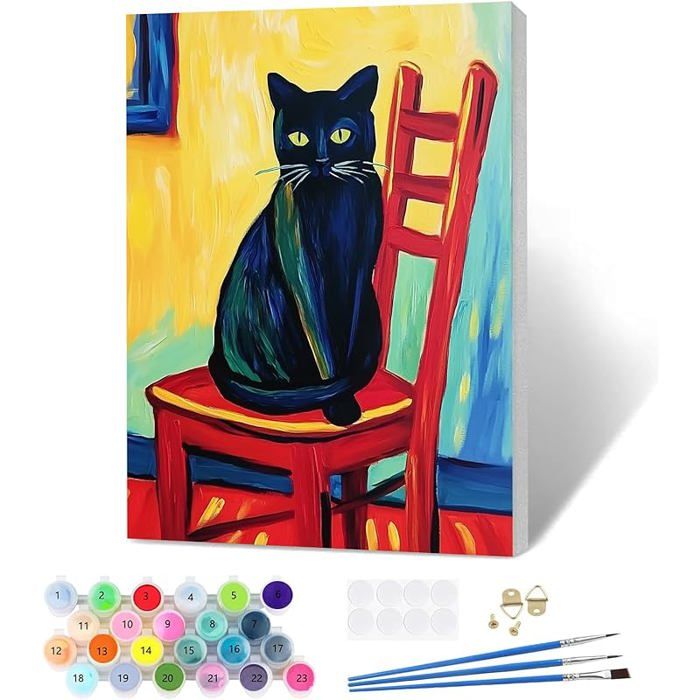 Peinture Par Numéros,Peinture Par Numéros,Pour Adultes,Chat Mignon Et Feuille De Lotus,Peinture