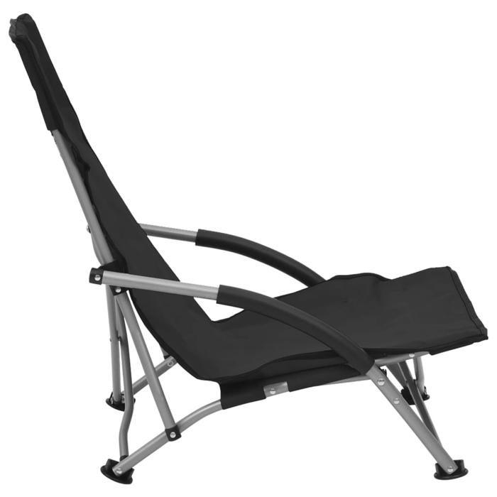 Chaises de plage pliables - WIENS - Lot de 2 - Noir - Tissu Oxford - 55.5x65.5x66 cm - Pliable