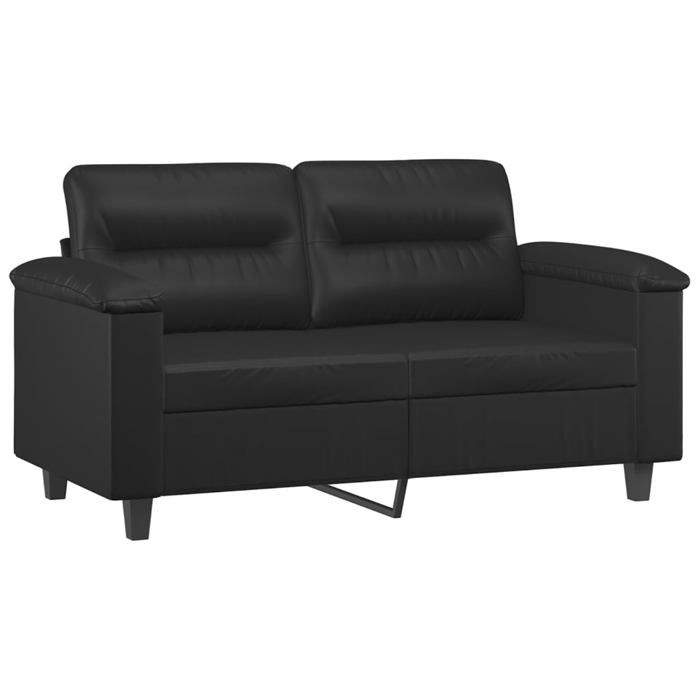 Promotion janvier Canapé 2 places - MANGO - SOFA DOUBLE - avec oreillers - décoratifs noir 120cm similicuir SS501