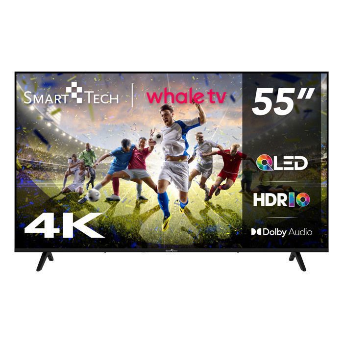 Smart Tech TV QLED 4K UHD 55 (139 cm) Smart TV Whale OS 55QH02K Molotov Netflix Prime Video Disney 3xHDMI 2xUSB Son Dolby
