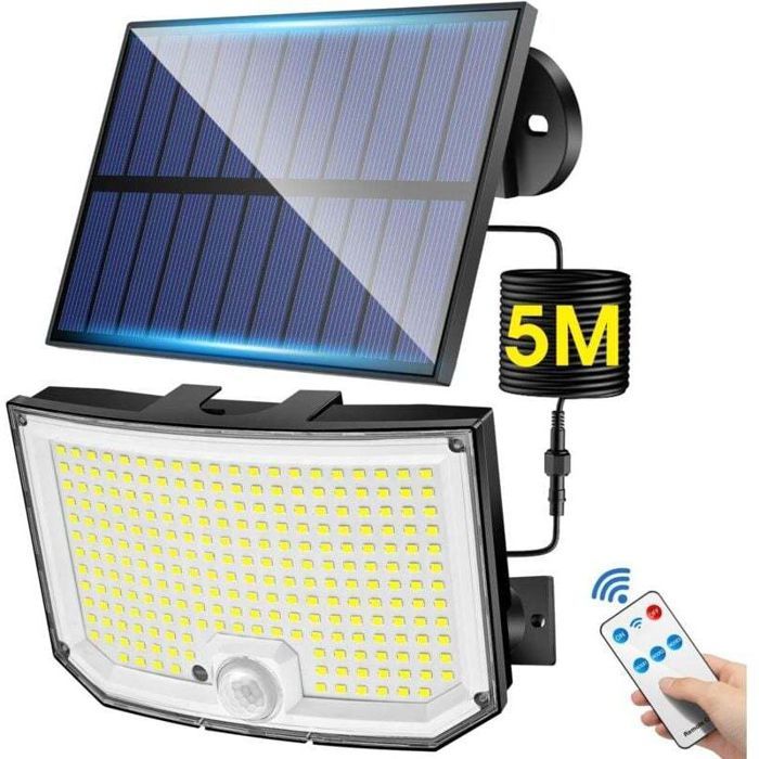Lampe Solaire Exterieur 238LED 2000LM Lumiere Solaire Exterieur Detecteur de Mouvement Eclairage Exterieur Solaire 3 Modes&Téléco