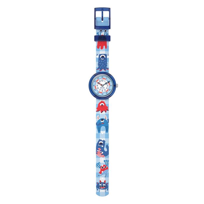 Montre garçon - Flik Flak - Fear Me Not! FBNP251 - Bleu - Bracelet textile - Aiguilles pédagogiques