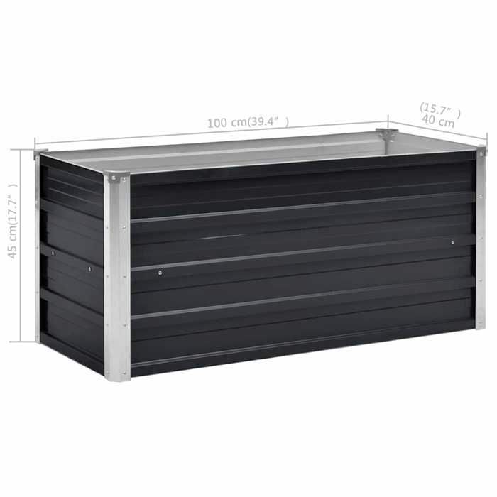 Solde 2026Bac à plantes durable/pot de jardin Anthracite - Lit surélevé de jardin Anthracite 100x40x45cm Acier galvanisé 4.08 Kg 6