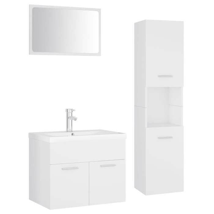 Ensemble de meubles de salle de bain - Cadre robust - ARMOIRE WC/SALLE DE BAIN COMPLETE - Blanc Aggloméré 60x15x37cm 216483 LH9530