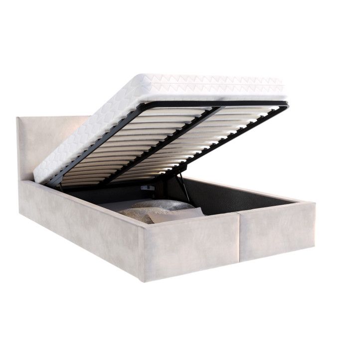 Lit coffre Tulum 120 x 190 cm avec sommier à lattes relevable Beige