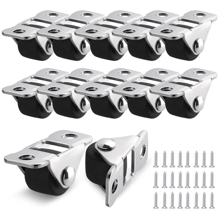 Lot de 12 mini-roulettes en caoutchouc pour meubles – Avec platine en acier silencieuses adaptées aux tiroirs et aux tables